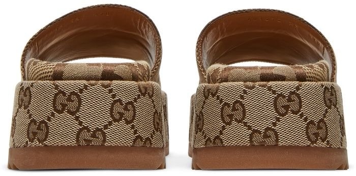 Gucci Wmns GG Lame Platform Slide Sandal 'Camel Monogram image 3