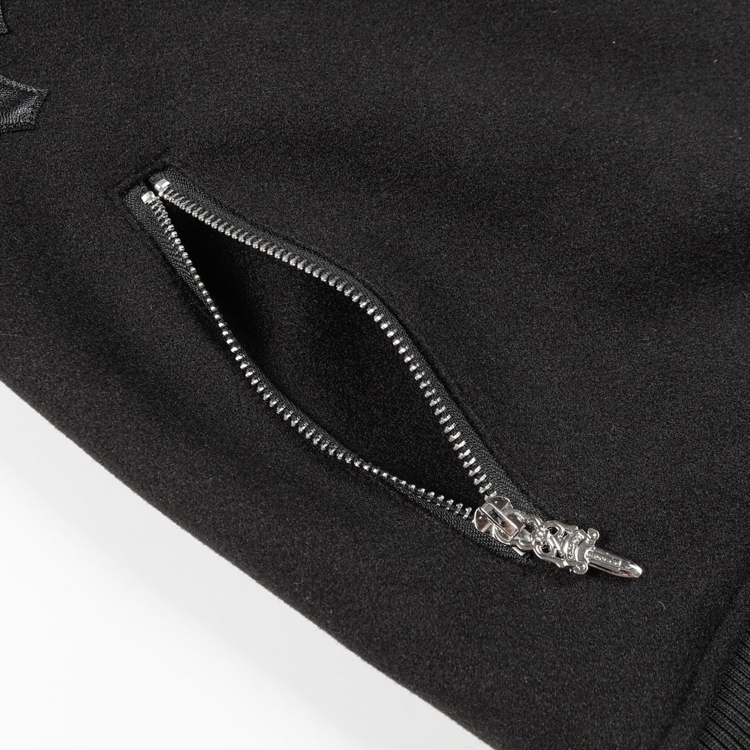 CHROME HEARTS Leather Patched Varsity Jacket image 2