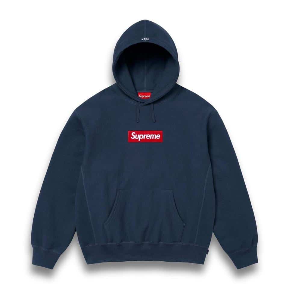 Supreme Box Logo Pullover Hooded Sweatshirt Navy Blue - S image