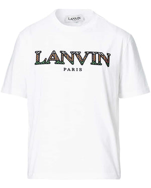Lanvin Men's Curb Embroidered T-Shirt in Optic White - S image