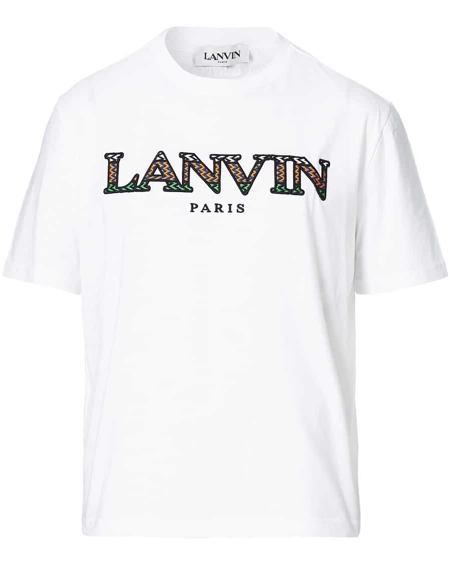 Lanvin Men's Curb Embroidered T-Shirt in Optic White - S image